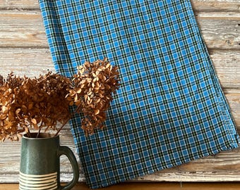 Antiker gewebter grün weiß blau schwarz Karo Stoff New Old Stock Weicher Baumwollstoff Vintage Karo Baumwolle 79 x 215 cm (31"x85") 1940er Jahre