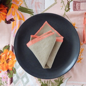 Set of 6 Natural linen napkins rustic table linen - handmade Napkin Natural Healthy with bright edges