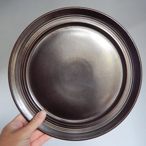 Set of 2 Scandinavian Vintage Höganäs Keramik Plate Shocolate Brown Hoganas Ceramic Dinner Plate Stoneware