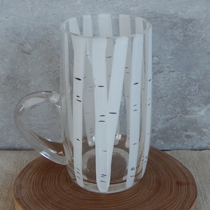 Vintage hand painted  birch trees Beer Mug beer glass Hand Made Beer Mug