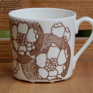Gustavsberg Emma Coffee Cup Stig Lindberg Sweden Brown Flower Decor Scandinavian Tableware