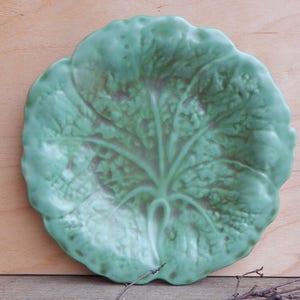 Set of 3 Plates Gefle kål blad disain Ruben Wallström Vintage Plate, Scandinavian Tableware Gabbage Leaf Shape Plate Gefle Plate