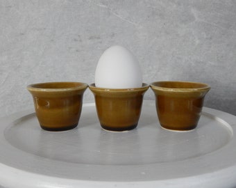 Set of 3 Vintage Stavangerflint Egg Cup Norway Ceramic Scandinavian Tableware 1950s