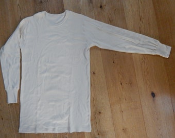 NOS warm long Undershirt Men Beige Long Underwear Shirt, Unused, 1980s MEDIUM