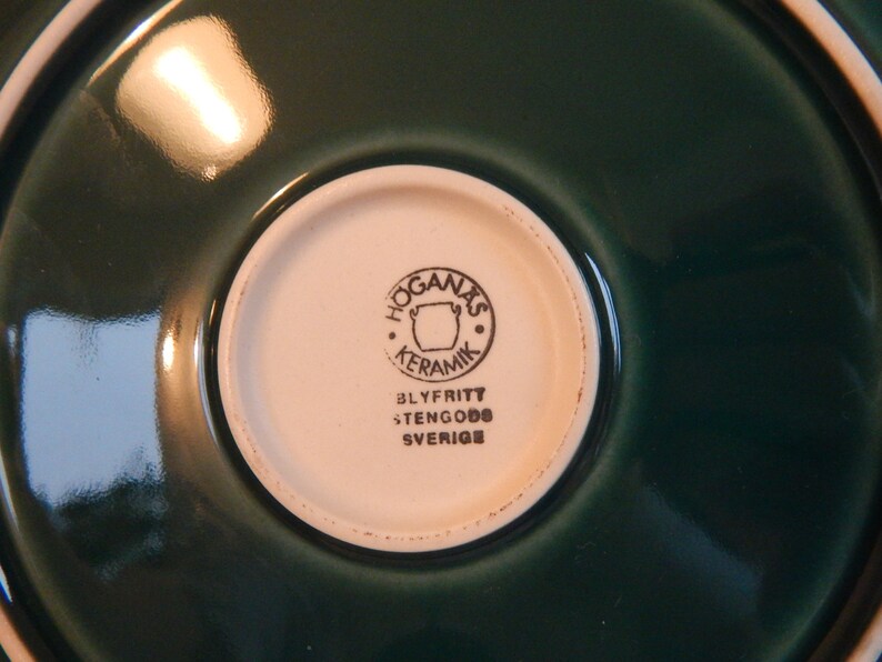 Skandinavisk Vintage Höganäs Keramik Emerald Green Hoganas Keramiksallad Tallrik Stengods bild 7