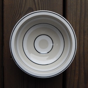 Scandinavian Vintage Höganäs Keramik Bowl Black Beige Striped Stoneware Bowl