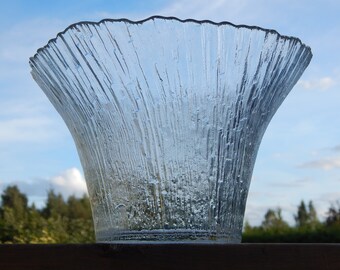 Scandinavian Vintage Big pressed Glass bowl Design, Riihimäen lasi Finland Glass