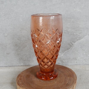 Vintage Pressed Glass Vase Pink Decorative Vase Retro Vase for flowers