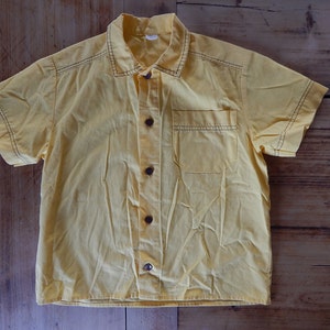 Vintage Kinder Shirt, Jungen Baumwolle Kurzarm Shirt Kinder Gelb Vintage Kleidung 3- 4 Jahre