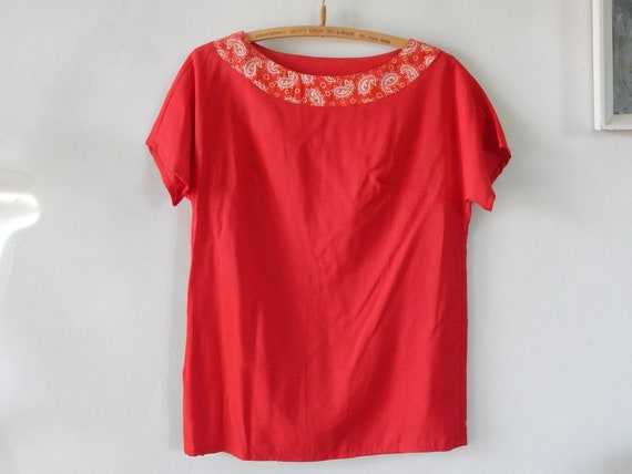 Red Blouse Woman Clothing Gift for Her Hand Made … - image 2