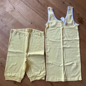Vintage LARGE Underwear Ladies Cotton Yellow Knickers and Undershirt Yellow Underwear set 100% Cotton Made in   era 1970-s