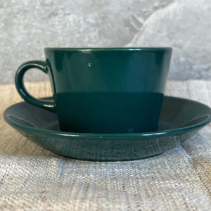Vintage Arabia of Finland Petrol Grön/Blå Kaffekopp/Fat TEEMA Kaj Frank Skandinavisk Design 1960-tal
