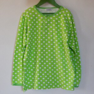 Marimekko Annika Rimala PALLO T- shirt Green White Kids long sleeve T- shirt 100% cotton For 150 cm tall child Made in Finland