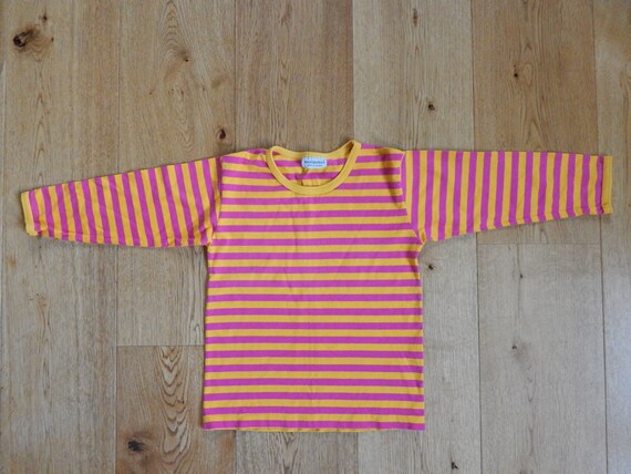 Marimekko Striped T- shirt Yellow Pink Kids long … - image 9