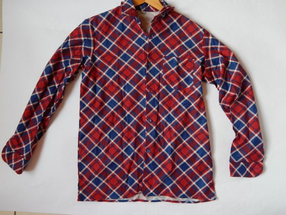 Vintage Men Shirt, Unisex Cotton Viscose Flannel … - image 2