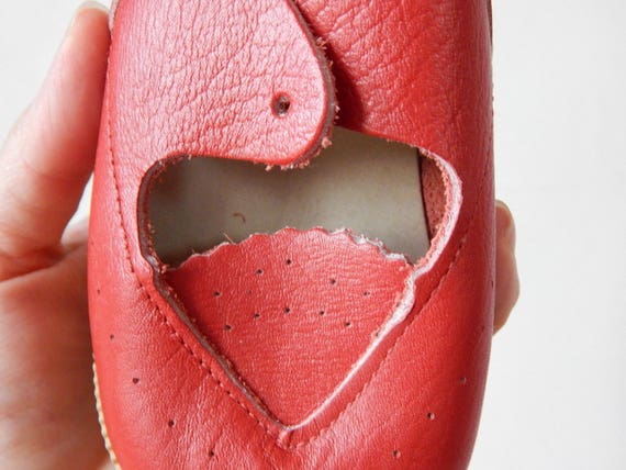 Vintage kids Red Leather shoes from 1980 s,  baby… - image 10