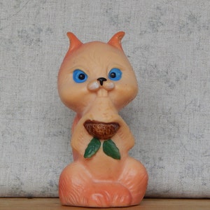 Rubber Toy, Rubber Squirrel, Toy Little Squirrel 1980 s.  Collectible