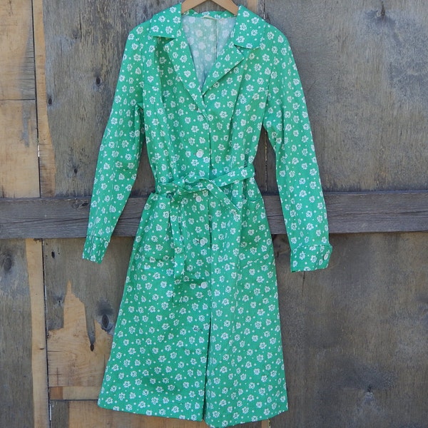 NOS femmes Vintage soviétiques vert fleur manteau d'été 1980 s Made in URSS EUR 38-40