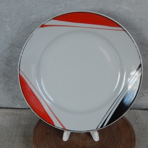 Ukraine Vintage Plate Red and Black Cake Plate, Made in Ukraine 1970