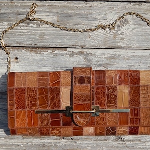Bolso vintage de piel auténtica, bolso de moda vintage, bolso de mano retro, bolso de mano vintage de piel con parches.