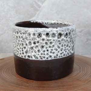 Vintage Ceramic Vase Small  Jar Vase  Design Beige Brown Glaze Pottery