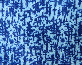 Antique Blue Printed Fabric New Old Stock Cotton Fabric Vintage Abstract Cotton Fabric 79 x 124 cm