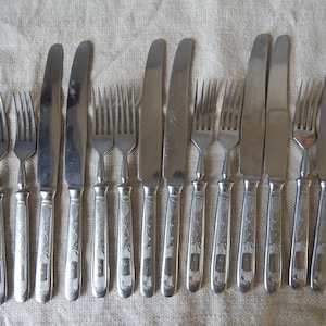 Set of 7  Vintage Forks and Knives  Home  Tableware, Vintage Flatware  Kitchenware 1960 s.