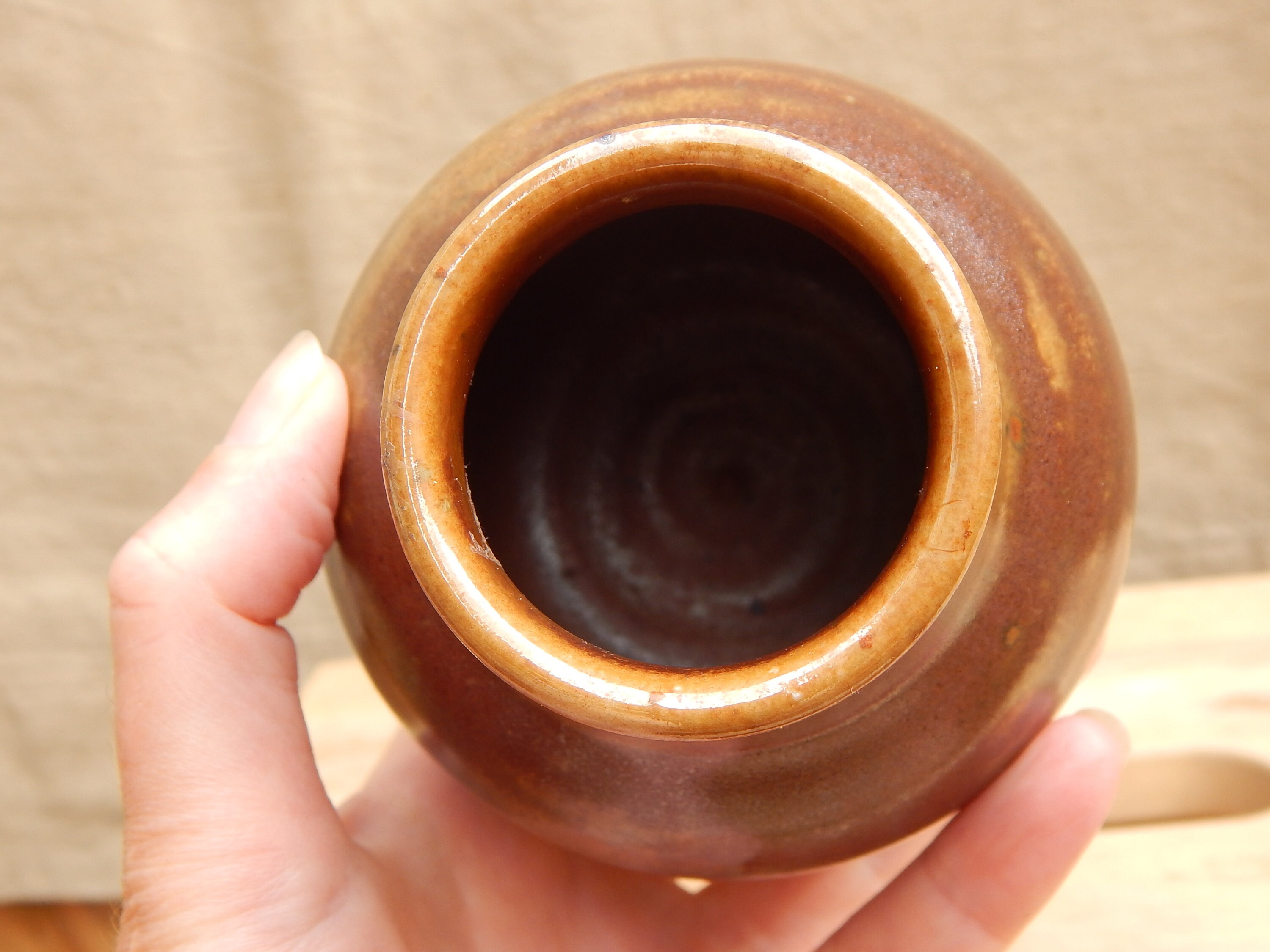 Scandinavian Vintage Studio Pottery Vase Brown Glaze Vase - Etsy