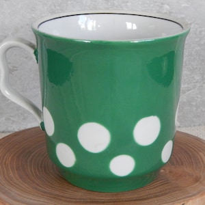 Ukraine Vintage Big Dotted Tea Cup, Green Coffee or tea mug, Milk Mug, Braranivka Tableware,