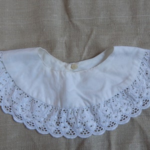Vintage Little Girl White Broderie Collar Hand Made, 1980 s,