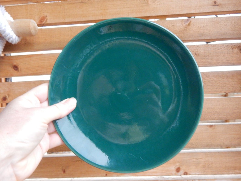 Skandinavisk Vintage Höganäs Keramik Emerald Green Hoganas Keramiksallad Tallrik Stengods bild 3