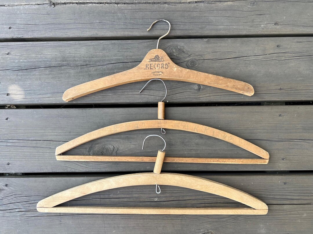 Set of 3 Vintage Old Cloth Hangers Rustic Wooden Decor for Photo
