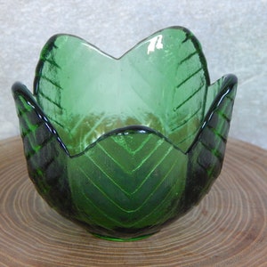 Vintage Green Glass Cup/ Candle Holder Green Nordic Collectible Glass Scandinavian Home Decor