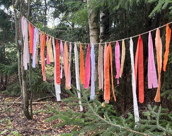 Party Decor/ Fiesta Tassel Bunting Multicoloured Wedding Garland/ Rag Bounting Rainbow Garland Ribbon Bunting each Meter includes 12 Tassels