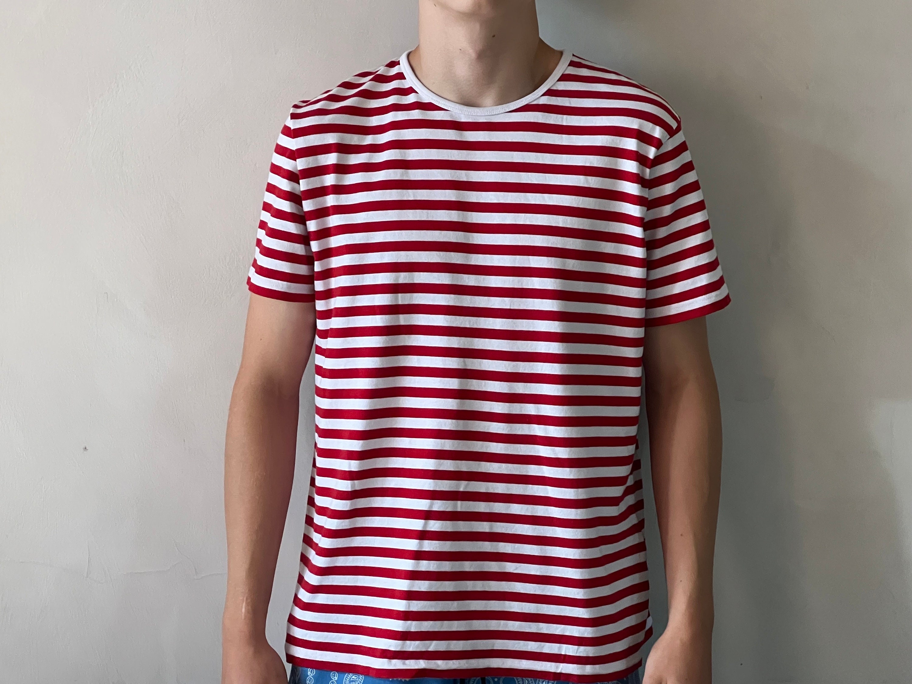 Marimekko Striped T- Shirt Red White Short Sleeve T- Shirt