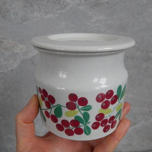 Vintge Arabia of Finland Jam Jar with Lid Raija Uosikkinen/ Ulla Procopé Lingonberry Marmalade Pomona Vintage 1965- 1973-s.