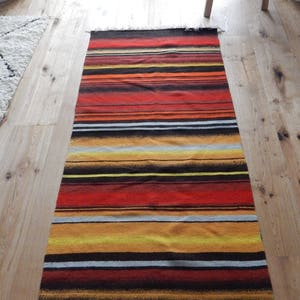 Scandinavian Vintage Tapestry Carpet Hand Woven Wool Mat Woven Textile Wall Hanging Bedcover Folk Art Wall Hanging Size 28 1/2&quot; x 59&quot;