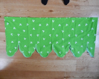 Scandinavian Vintage Valance Long Pelmet Curtain Swedish Leaf Pattern Cotton Retro Curtain 1970 s  56 x 252 cm