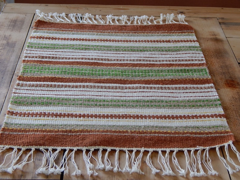 Vintage Wool Cotton Linen Table-runner Tablecloth Striped Retro Home Decor Vintage Decor 1970 s Scandinavian design
