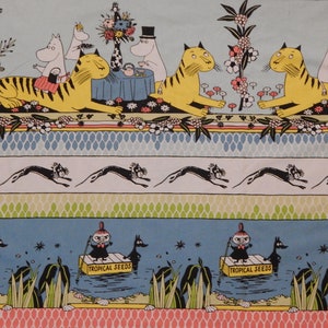 Tissu Moomin avec personnages 100 % coton Finlayson vintage Moomin d&#39;occasion, 63 x 148 cm (24,8 po. x 58,3 po.)