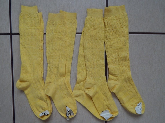 Set of 2 Pairs NOS Vintage Kids Yellow Bobby- Sox… - image 1