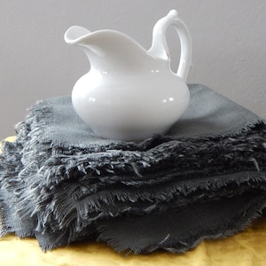 Set of 6 Natural linen/ viscoze napkins rustic table linen - handmade Napkin Natural Healthy with fringed at the  edges