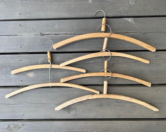 Juego de 6 perchas de tela vintage de madera hechas a mano, decoración rústica hecha a mano para sesiones de fotos, decoración campestre de los años 40