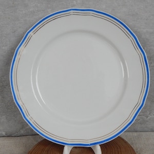 Set of 3 Old Arabia of Finland Lotta Series Porridge Plate White Blue Border Plate Ceramic Tableware 1950 s