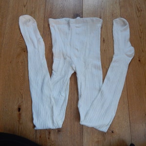 NOS Vintage Pantyhose Kids Cotton Polyester Pantyhose White Tights New Old Stock Unused EU 140-145 cm tall child