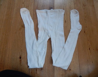 NOS Vintage Pantyhose Kids Cotton Polyester Pantyhose White Tights New Old Stock Unused EU 140-145 cm tall child