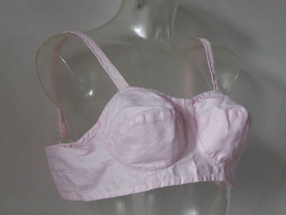 Bullet Bra Reworked Handmade Brassiere Vintage Underwear Cotton Lingerie  Ladies Bra Pink Cotton Bra Made In 