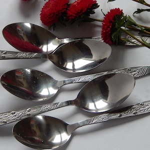 Vintage Spoon Set  of 6 Soup Spoons  Home Vintage Table Spoons Tableware, , 1980 s.