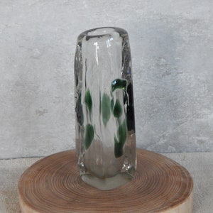 Jarrón de cristal vintage hecho a mano, 1980
