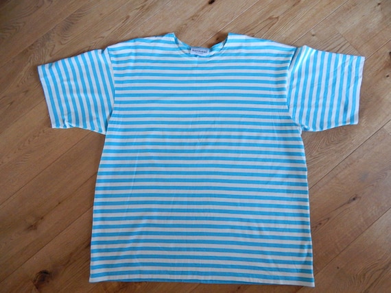 Marimekko Striped T- shirt Light Blue White Unisex Sh… - Gem